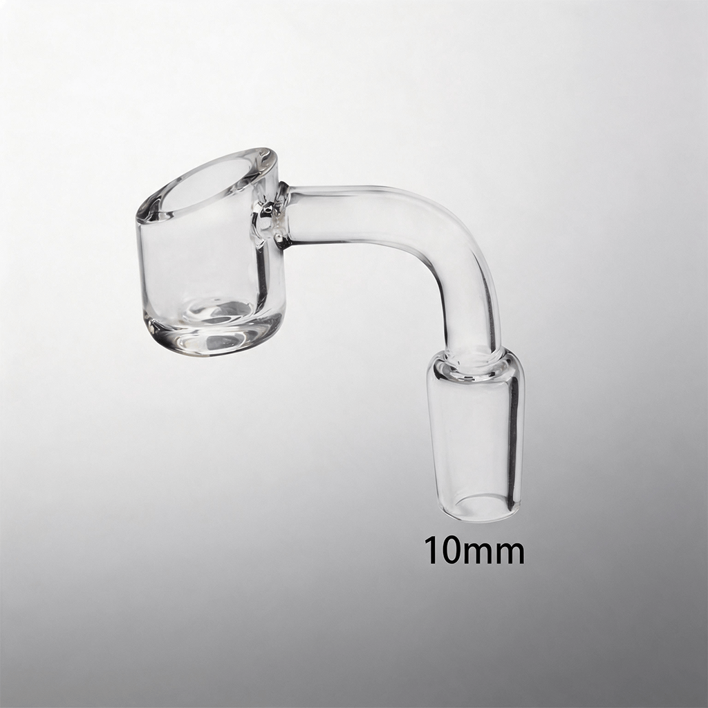 Banger de cuarzo con bisel de 90 grados 14 mm x 10 mm con conexión macho de vidrio grueso