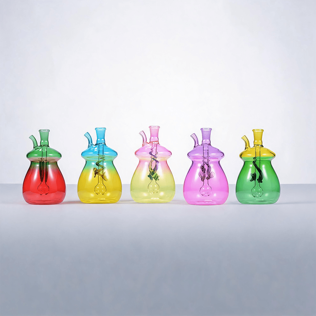 Kit de pipa de vidrio para quemador de aceite con forma de burbujeador de calabaza gruesa de 4 pulgadas de colores