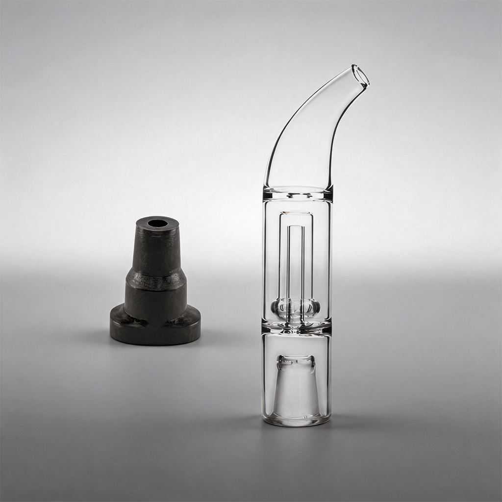 Pipa de agua de vidrio tipo bubbler con conexión hembra de 14 mm y adaptador de silicona para Pax 2 y Pax 3