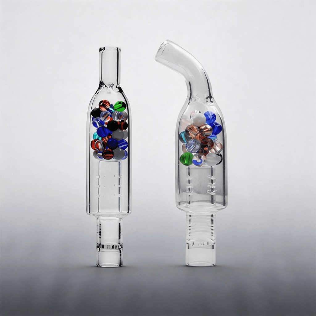 Tinymight 1 2 Tubo de burbujeo de vidrio con cuentas Rocket XL con boquilla recta y curvada