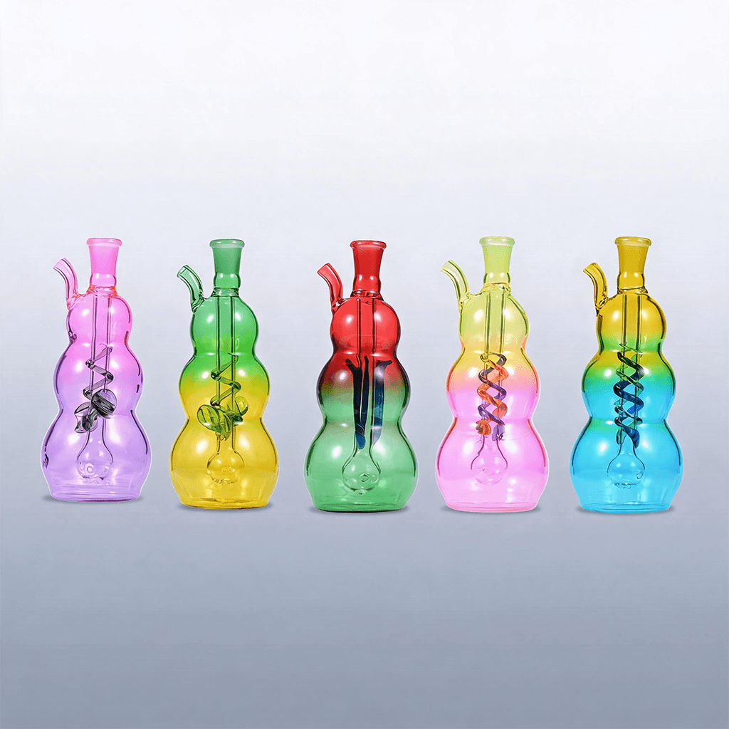 Kit de pipa de vidrio para quemador de aceite con forma de calabaza triple de 10 mm colores variados con cazoleta tipo bong de agua