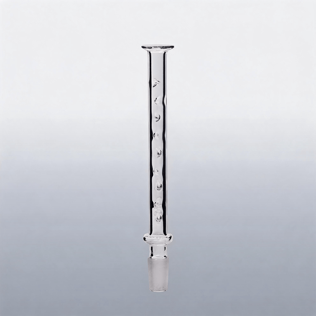 Boquilla de vidrio larga con relieve para pipa de agua bong con conexión macho de 14 mm y 18 mm para refrigeración 3D