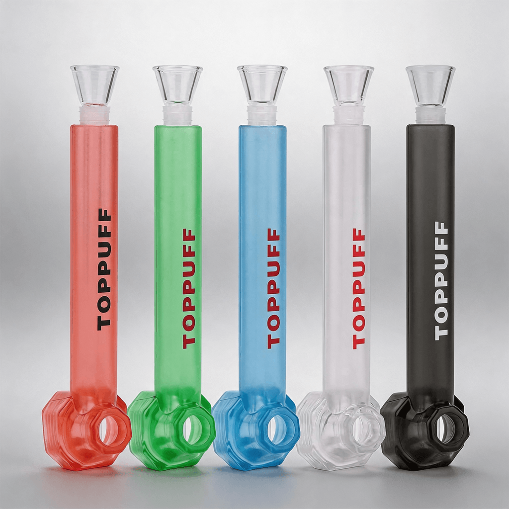 2 unidades de pipa de plástico TopPuff para fumar tabaco con cazoleta de vidrio y adaptador para pipa de agua
