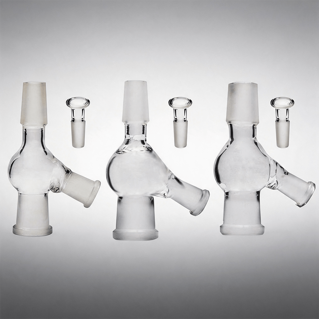 Adaptador de inyector de vidrio de 10 mm, 14 mm y 18 mm, macho, hembra y de paso, con tapón de vidrio; accesorio para pipa de agua, bong y vaporizador de bola