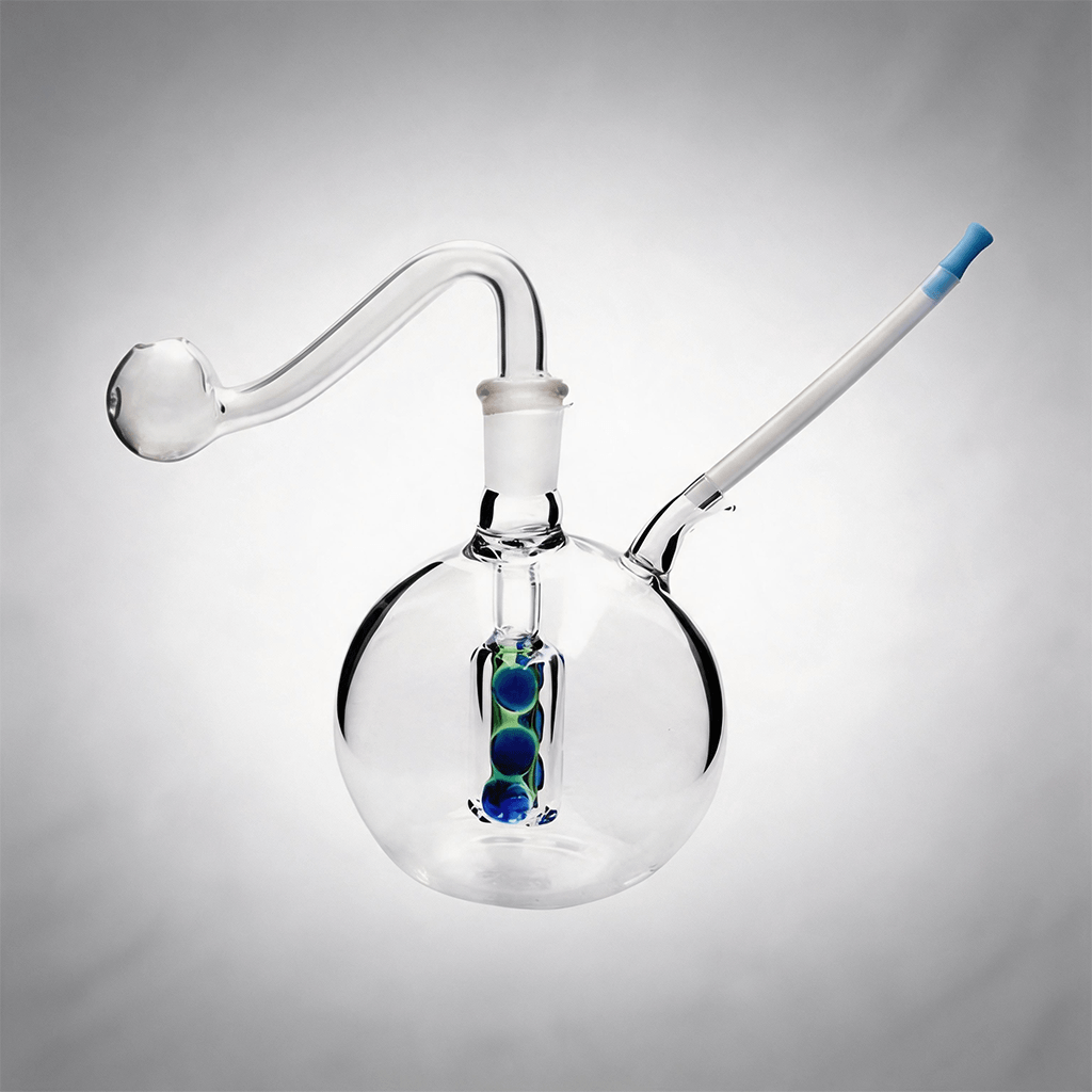 Kit portátil de 10 mm con mini globo pipa de agua burbujeador de vidrio bong quemador de aceite cazoleta manguera y equipo para dabs