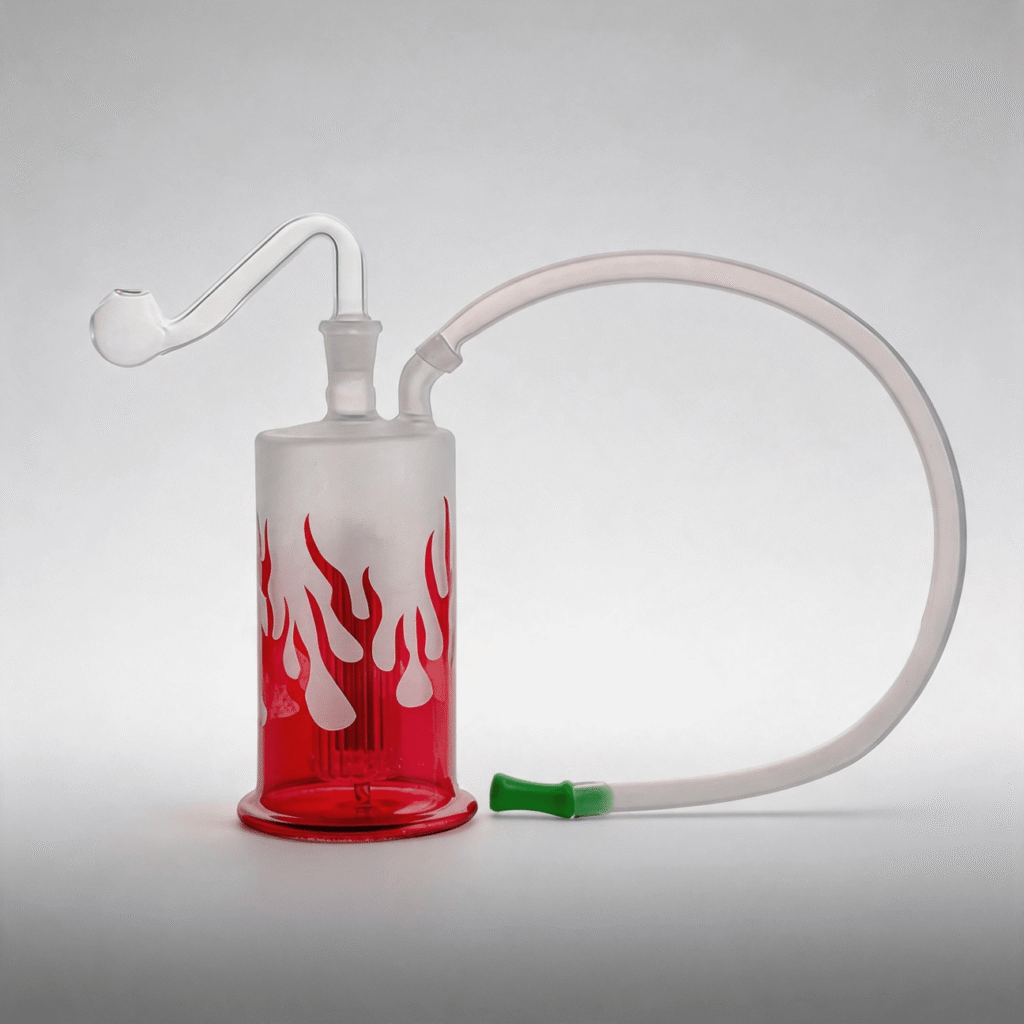 Pipa de agua de vidrio con quemador de aceite pulverizado por llama de 10 mm, con forma de botella y portátil