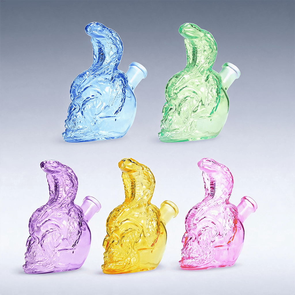 Quemador de aceite portátil de vidrio con forma de calavera de cobra de colores pipa de agua y burbujeador