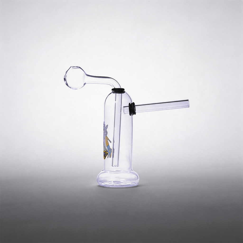 Pipa de agua con quemador de aceite tipo bubbler de vidrio de 5 pulgadas, con base