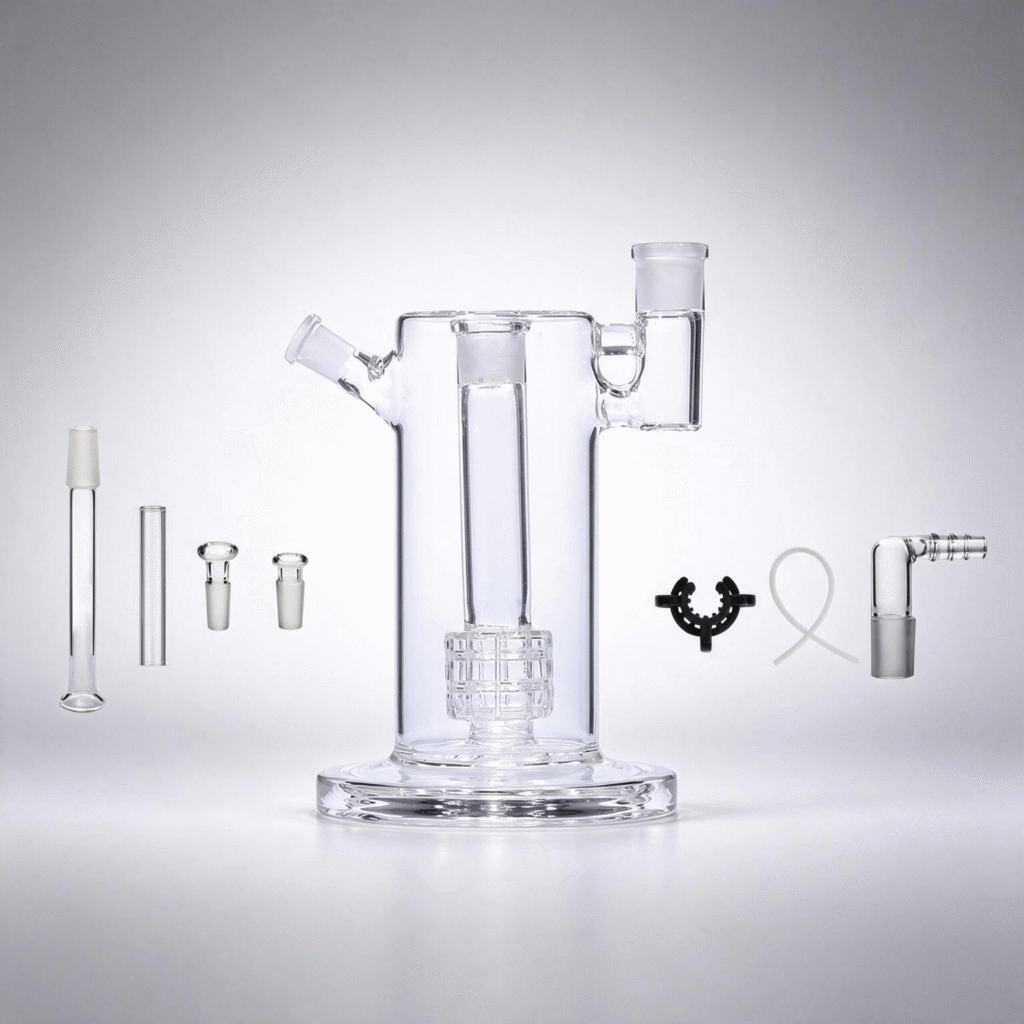 Kit V2 de pipa de agua con percolador de vidrio tipo Mobius Matrix de 14 mm 18 mm y 8 en 1