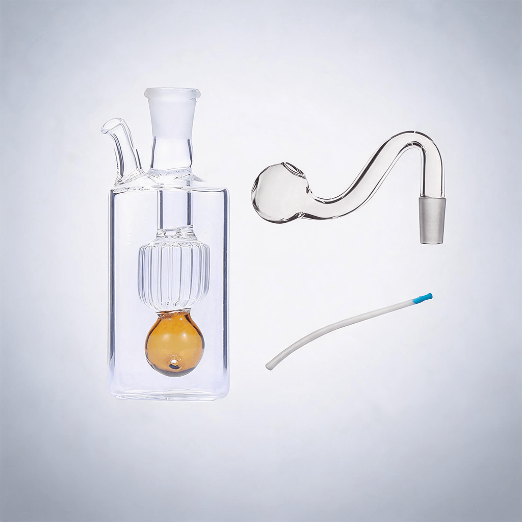 Pipa de agua de vidrio con quemador de aceite y percolador de bolas en forma de bloque de 3.5 pulgadas y 10 mm